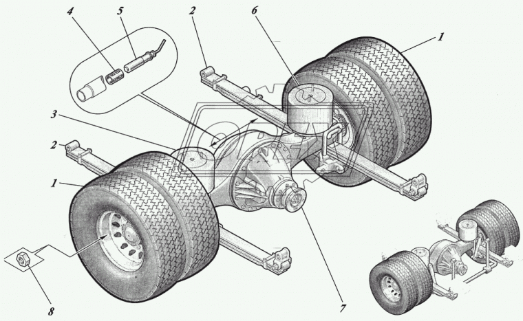 4238-2912012 Рессора задняя 3л. L=1888мм КАВЗ ЧМЗ