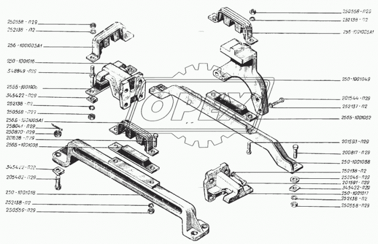 250-1001049 Кронштейн задней опоры двигателя прав. КрАЗ