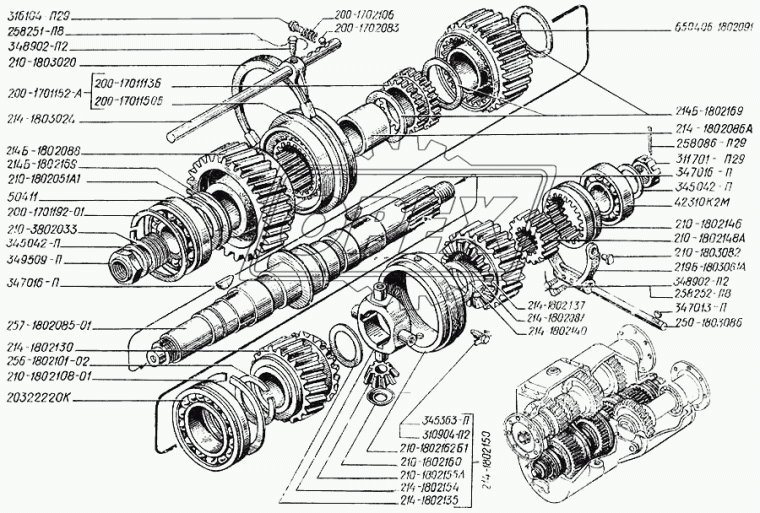 250-1803086 Валик коробки раздаточной (шток) КрАЗ