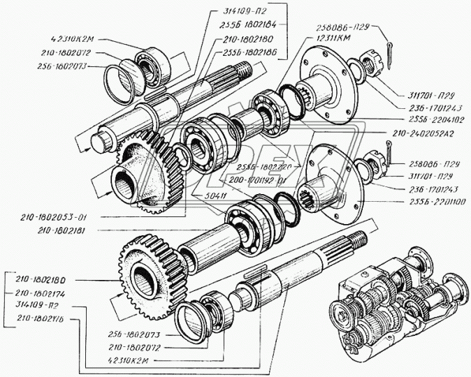 12311КМ Подшипник 55х120х29 ролик.радиал. 1-ряд. (наруж.обойма подвиж. с буртом) РК /КРАЗ/