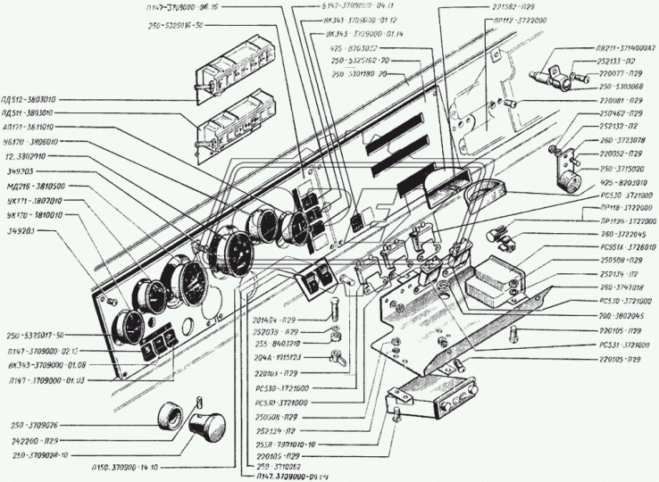 250-5325017-50 Щиток приборов левый КрАЗ
