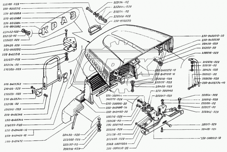 250-8405344 Кронштейн подножки КрАЗ