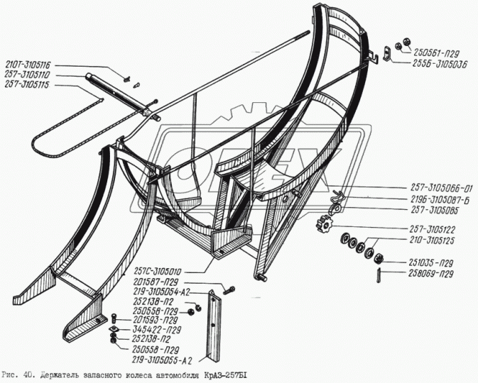 257-3105110 Вороток подъема запасного колеса КрАЗ