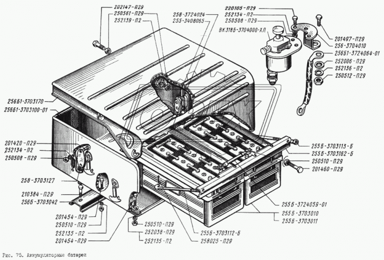256Б1-3724064-01 Провод от АКБ к выключателю массы РЫБИНСК
