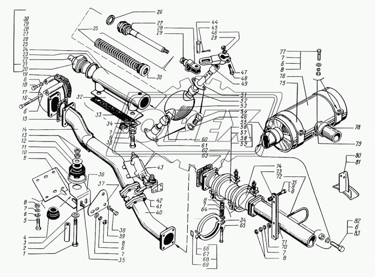 256Б-3570032-01 Гайка С/И боковая цилиндра вспомогательного тормоза КРАЗ-256,6443 КрАЗ