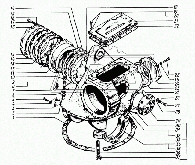 6505-2402034 Прокладка С/Ф; 435х455; 13отв.ф16/1отв.ф12 картера редуктора ЗМ ПРОЛЕТАРИЙ