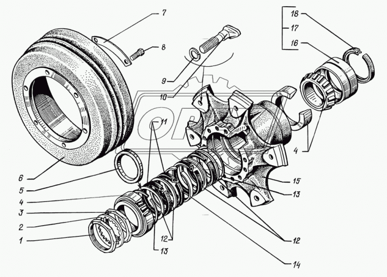 260-3103076 Гайка С/И М104х2 h=12 К=128 со штифтом подшипника пер.ступицы КрАЗ-260,6443,6503 КрАЗ