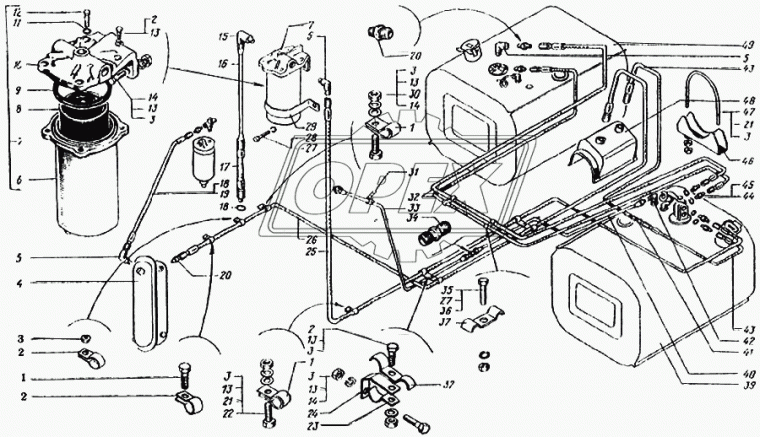 644301-1104507 Топливопровод от правого бака к распределительному крану КрАЗ