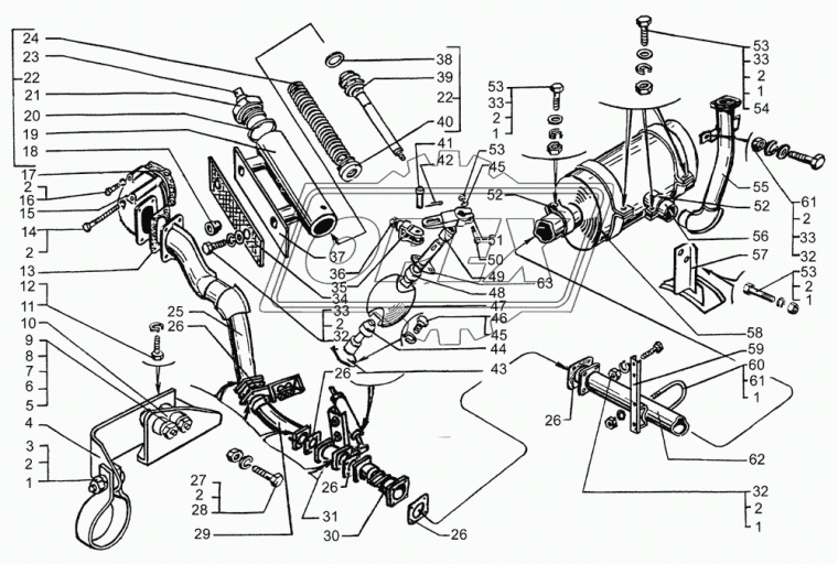 65055-1203013-10 Труба приемная L=310 ф89 прямой с крючками КрАЗ