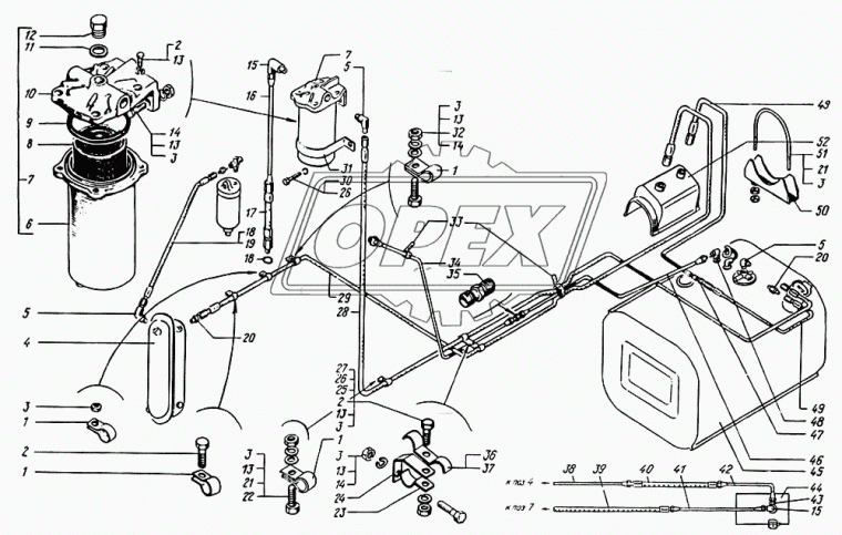 255БС-1104500-12 Топливопровод от фильтра тонкой очистки к обогревателю КрАЗ