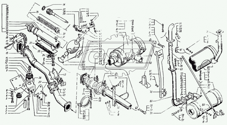64431-1203012 Труба глушителя L=530 квадрат.фланец 4отв.ф10 прямой КрАЗ