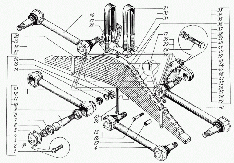 349600-П29 Гайка ГОСТ-5915 М30х2 h=30-35 К=46 стремянки задней МАЗ, КамАЗ,КрАЗ