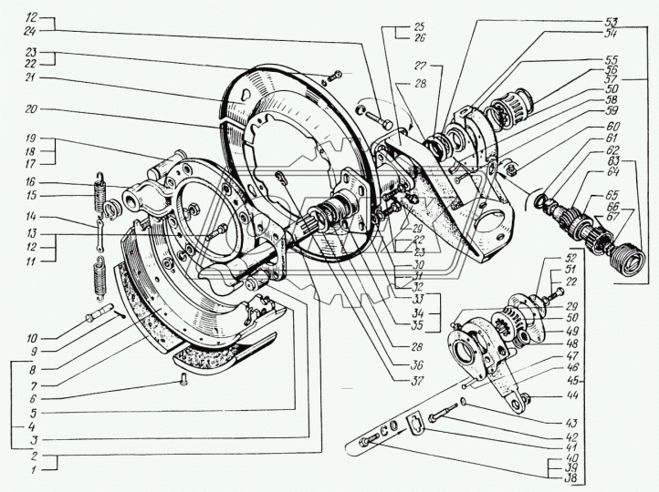 65055-3502151-01 Щит тормоза полукруг. ф225/ф480 2отв. левый нижний КрАЗ
