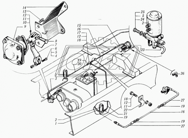 6510-1804231 Шланг тормоз. ф14 L=520 Г=М10+К12/Ш=М10+К12 манометра, голый, гибкий Зил-130 КрАЗ