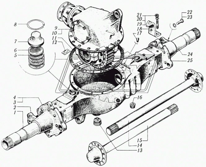 255Б-2403069-10 Полуось ЗМ левая 16шл.короткая,фланец задн.мост КРАЗ КрАЗ