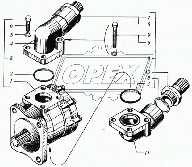 6510-8604091 Фланец квадрат. 80х80; L=145; Рвнутр=М46х2; h=70; 4отв.ф10 нижний НШ КрАЗ