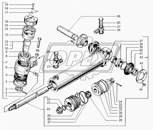 6437-3414065 Палец рулевой (шаровой) L=111 dшара=44 под гайку М24х1,5 КрАЗ