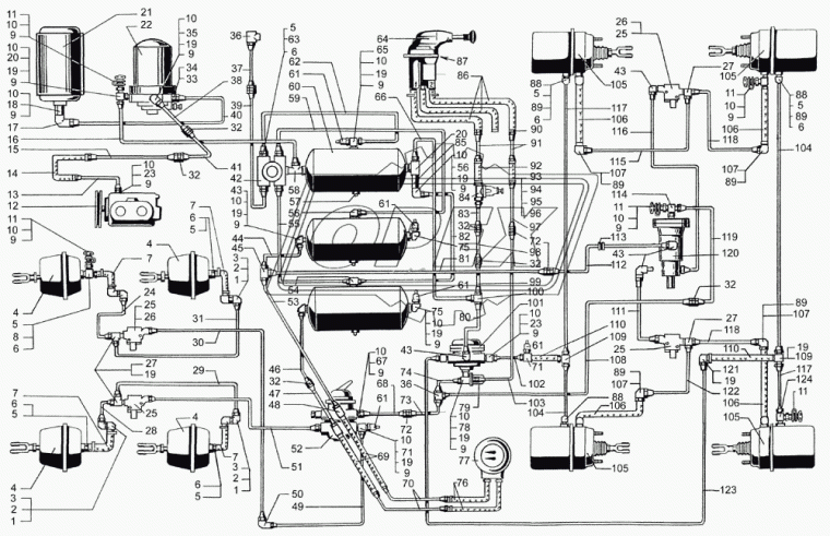 65032-3506086 Шланг тормоз. ф22 L=670 Г=М22+К27/Г=М22+К27 с пружиной КрАЗ