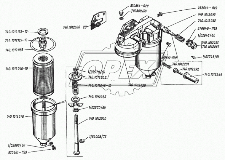 740.1012020 Корпус фильтра масл.(силум)креп к блоку 3отв.ф12;1бок выхМ24х1,5;1верх.выхМ14х1,5под2фил КАМАЗ-УВК