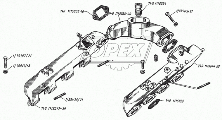 740-1115026 Прокладка С/Ф; 100х116; 4отв.ф16, впуск.трубы (коллектора); (паронит 2мм) ND auto