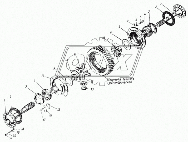 130-2403050 Шестерня полуоси Z=22 шлиц=16 h=50 (прост.редуктор) РЗАА