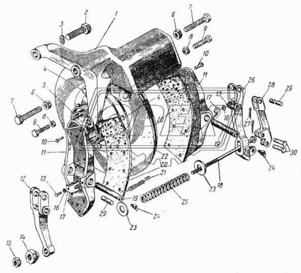 120-3507046 Гайка С/И М12х1,25; h=20 К=30 (конусная) упорная, стяжки рычагов ручного тормоза ЗИЛ