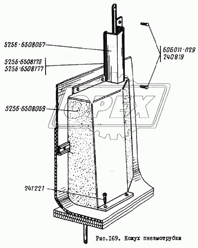 5256-6508069 Кожух пневмотрубки дверных механизмов нижний ОЗАА