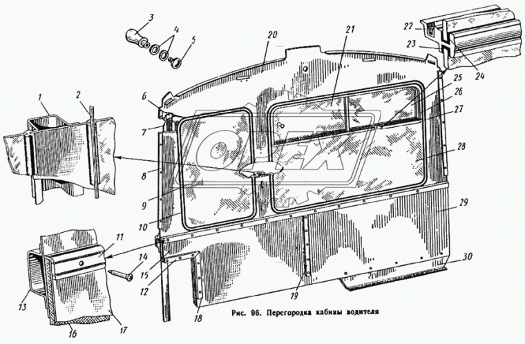677-7803055 Стекло перегородки кабины водителя малое