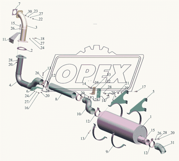457040-1203032 Труба приемная (ММЗ-245.30) ф80 L=890; 1треуг.фл.3отв.ф9, МАЗ