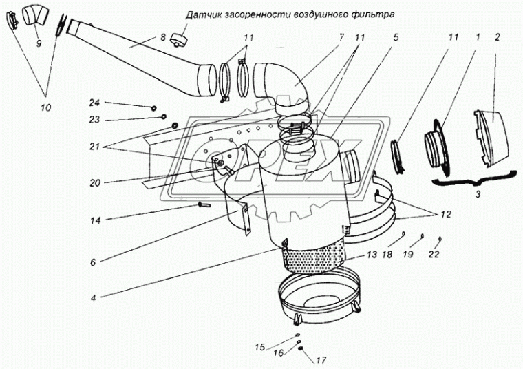 4370-1109375 Шланг (патрубок) кривой ф60х70 L=120 воздушного фильтра к турбине МАЗ-4370 РТИ БРТ