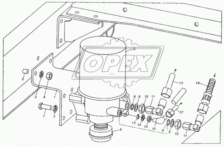 4370-3506142-010 Трубка компрессора МАЗ со шлангом (ф16; L=1850 Г=М24+К30/Г=М22+К27, медь) МАЗ