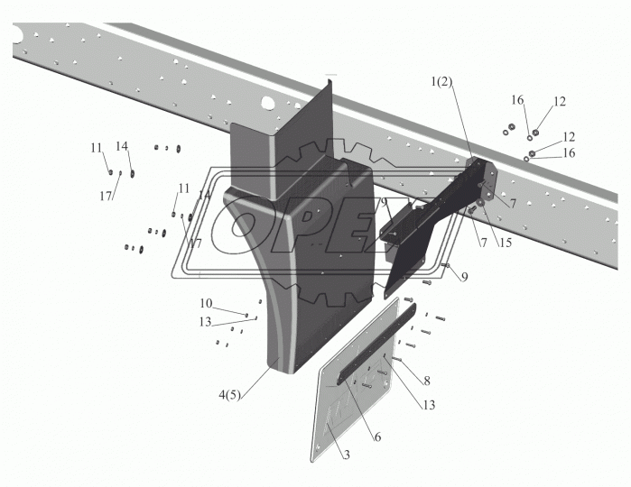 4371-8403026 Кронштейн МАЗ крепления панели брызговика правый; Снят с спроизводства. Замена : 4371N2-8403026-000 МАЗ