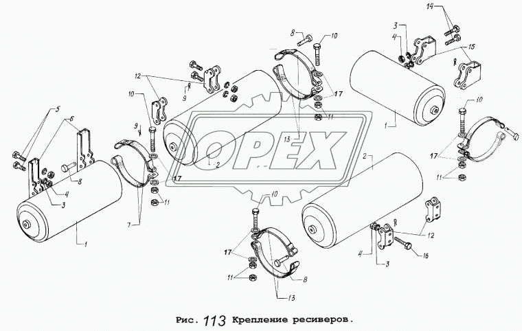 514-3513078 Кронштейн 150х40х65; 6отв.ф13, крепления ресиверов МАЗ малый МАЗ