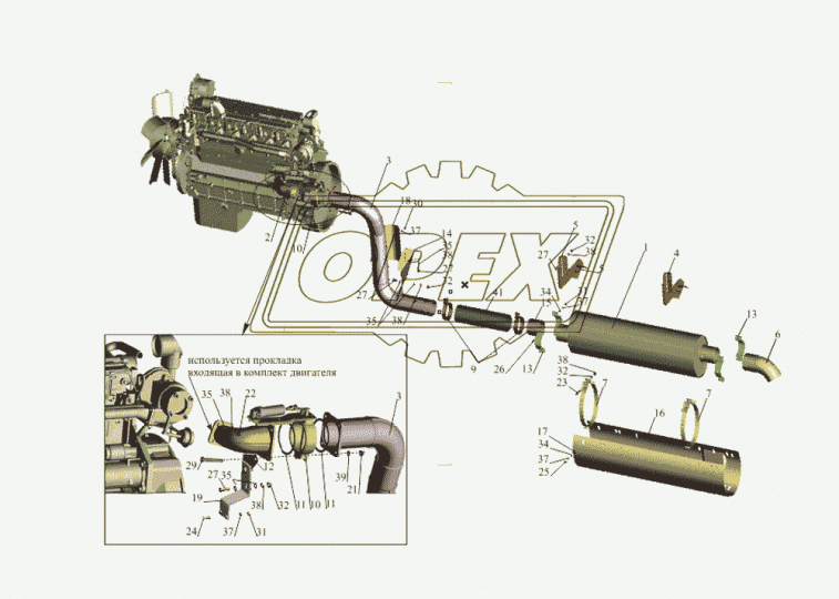 533731-1203009 Труба приемная L=275 квадр.фл 4отв./квадр.фл.4отв., сб. МАЗ