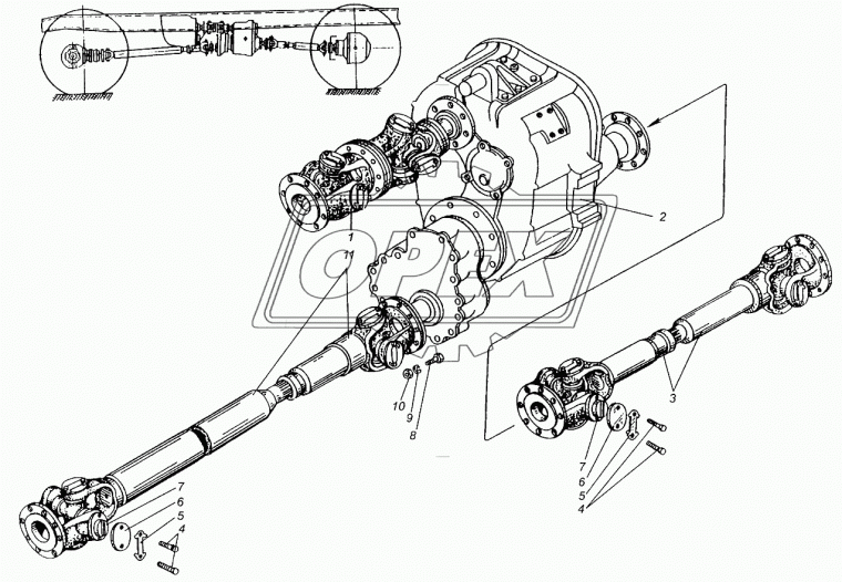 509-2201010-02 Вал карданный МАЗ (L=867+60 мм., 8 отв., МАЗ-509А задний мост, 54341 привод РК) БЕЛКАРД