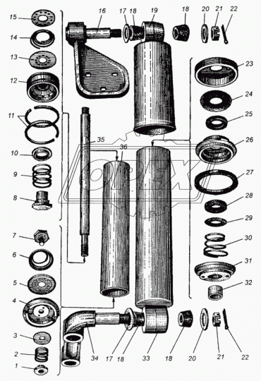 509-2905470-10 Палец резьбовой ф25х122 Р=М20х1,5 под шплинт МАЗ