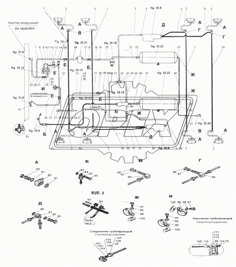 535А-3506160 колодка воздухопровода МАЗ