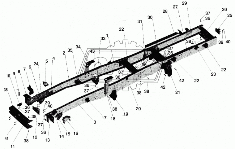 543205-2801002-010 Рама ДВС 238ДЕ2,6582.10, с задней пневмоподвеской МАЗ