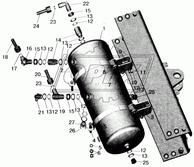 509-3513081 Кронштейн ресивера L=105 s=35 6отв.ф13 МАЗ