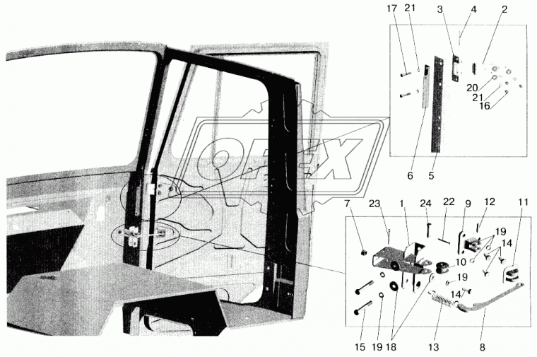 64221-6106054 Кронштейн ограничителя двери правый в сборе(большой) МАЗ