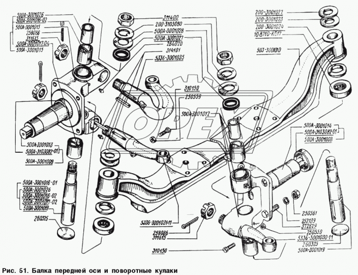 500А-3001017-04 Втулка (латунь) ф49х58 L=70 с внутр.проточкой шкворня нижняя БААЗ