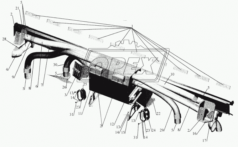 6430-8102608 Патрубок (ПВХ) гофр ф54х64; L=44 обдува двери МАЗ