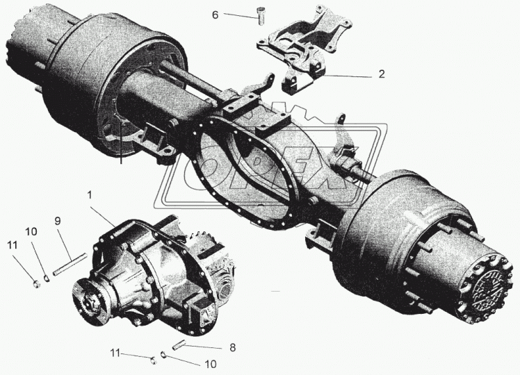 54326-2402010-10 Редуктор МАЗ задний мост (z=29х25; U=3,86; МАЗ-5440, овальное банджо, с БМКД) МАЗ