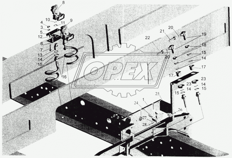 544008-3521036 Кронштейн пневмовыводов сб. МАЗ