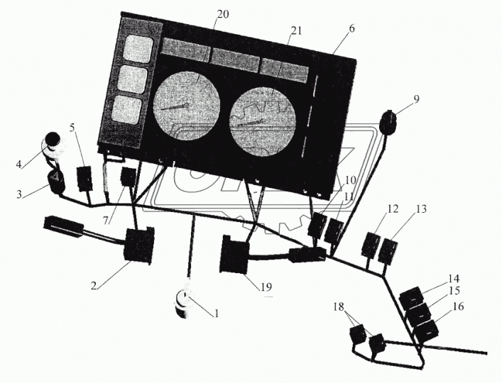 ЩП8076 Щиток приборов в сборе для контроля работы агрегатов и систем а/м, ДВС - MAN (без тахогр.,тахом.) ВЗЭП
