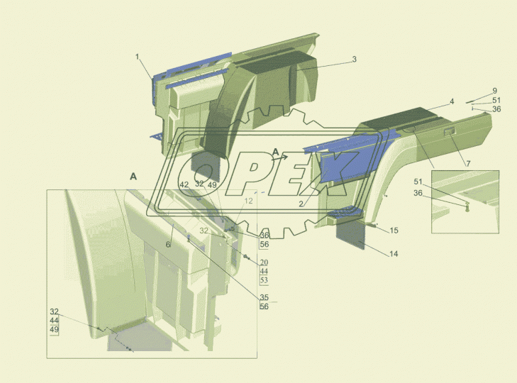 6430-8403278 Пластина брызговика МАЗ (сталь) 364х20 3отв.ф7 ОЗАА