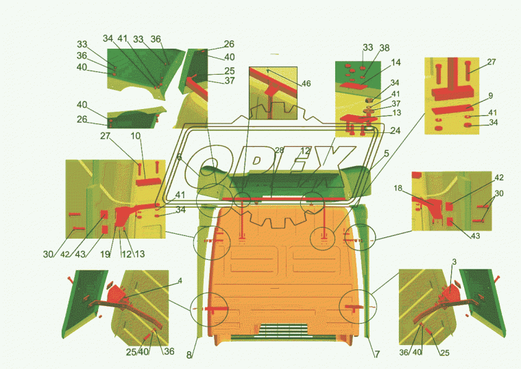 6430-8008098 Кронштейн крепления закрылка (нижний правый) МАЗ