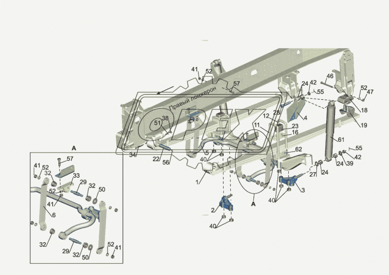 83782-2902422 Подкладка передней рессоры (4-х осник, H=45 мм) МАЗ