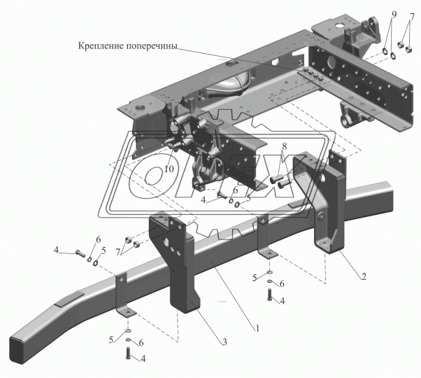 642208-2809008-001 Кронштейн 290х440; 1отв.ф36/2отв.ф20/4отв.ф16/2отв.М14 с/и правый МАЗ