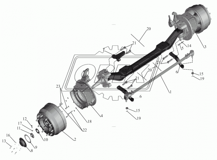 6430-3000015-050 Ось МАЗ передняя в сборе МАЗ
